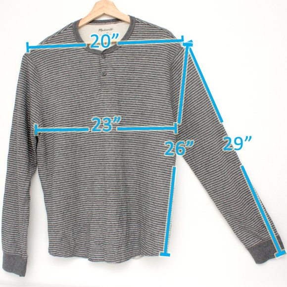 Madewell Men's Long Sleeve Doubledown Henley Shirt Striped Gray XL - Picture 4 of 7